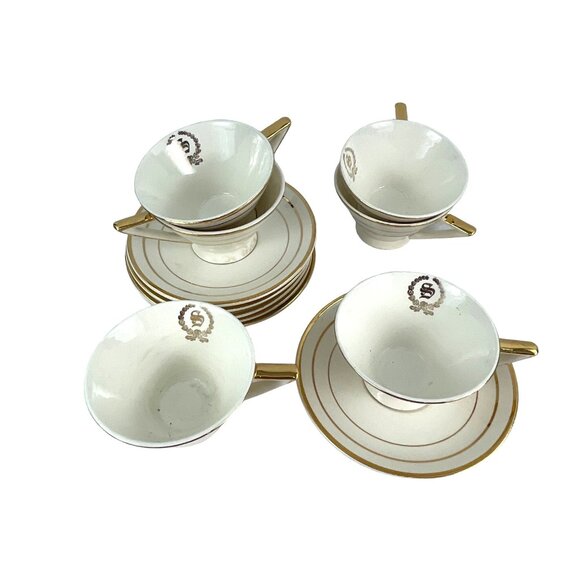 Salem China Company Ohio Made in America Art Deco 8 tea cups and saucers 23K - Picture 8 of 9